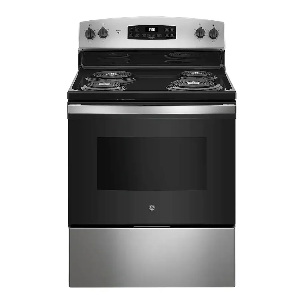 EditionSANI-JB256RTSS-6506975-01 GE JB256RTSS - 30 in. Wide 4 Elements 5.0 Cu. Ft. Freestanding Electric Range with Self Cleaning and Dual-Element Bake - Stainless Steel