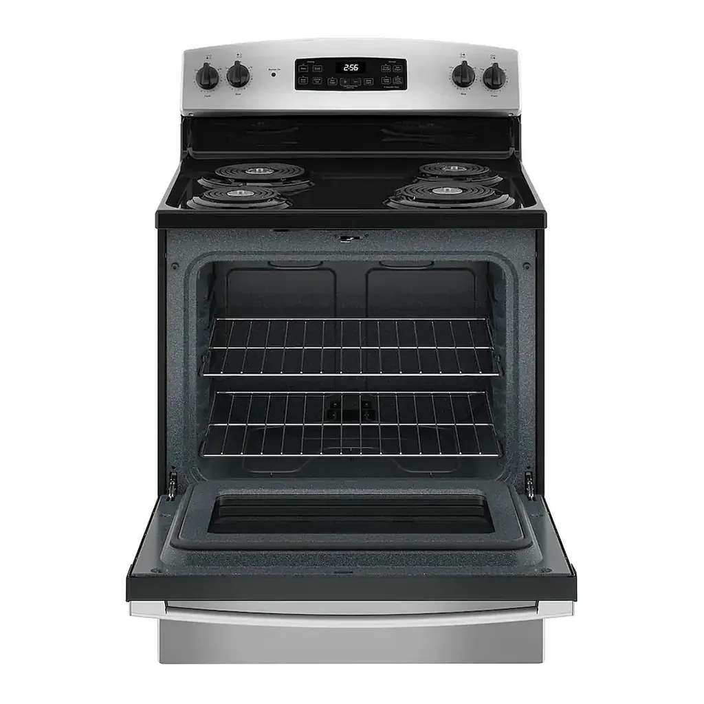 EditionSANI-JB256RTSS-6506975-02 GE JB256RTSS - 30 in. Wide 4 Elements 5.0 Cu. Ft. Freestanding Electric Range with Self Cleaning and Dual-Element Bake - Stainless Steel