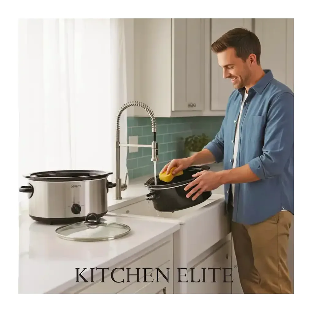 EditionSANI-KE-SC100-12270237-06 Kitchen Elite KE-SC100 6 Qt Slow Cooker, Stainless Steel Ceramic Crock Pot with Glass Lid - Silver
