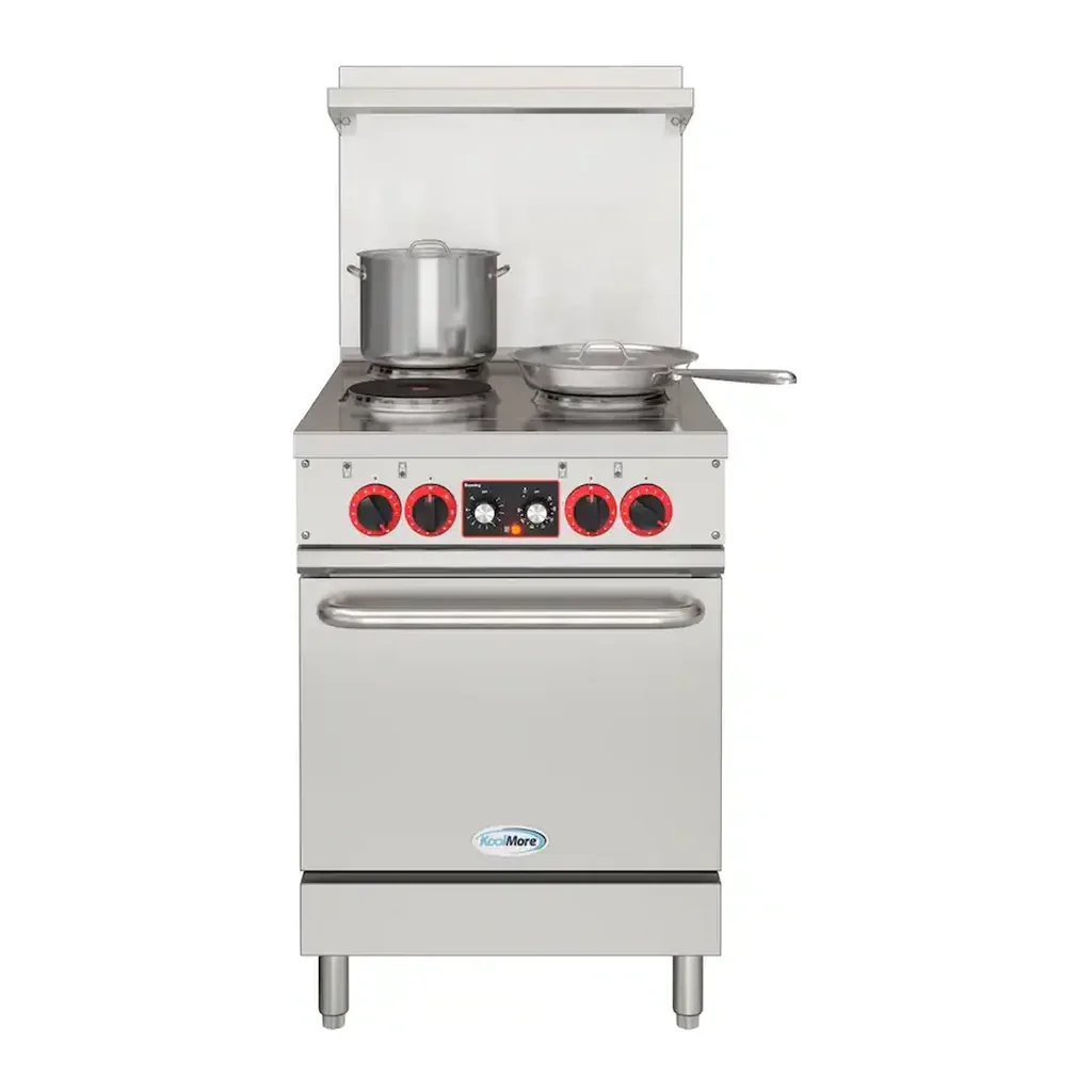EditionSANI-KM-CR24-E-10129454-05 Koolmore KM-CR24-E - 24 In. Commercial Electric Range with 4 Burners and 1 Standard Electric Oven - 208V 3 Phase - Stainless Steel