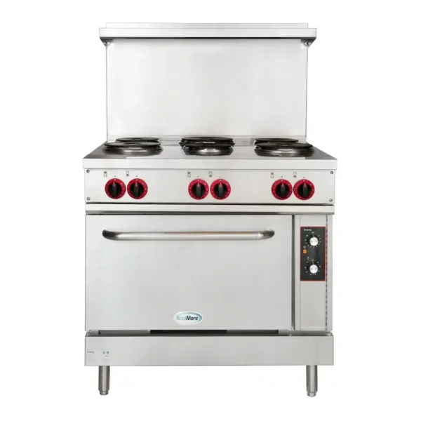 EditionSANI-KM-CR36-E-10129583-01 Koolmore KM-CR36-E - 36 In. Commercial Electric Range with 6 Burners and 1 Standard Electric Oven - 208V 3 Phase - Stainless Steel