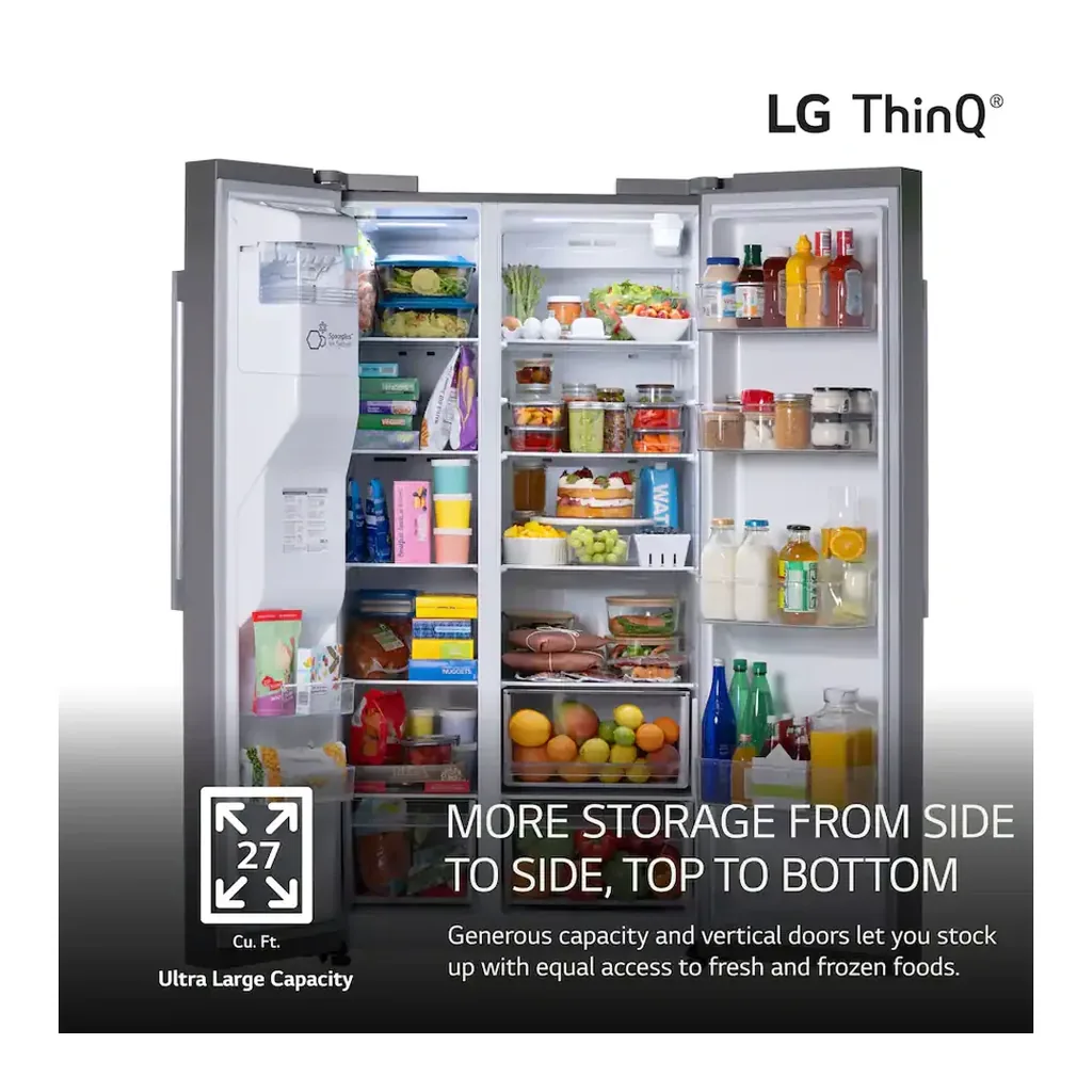 EditionSANI-LS27T3230S-6593466-05 LG - 36-in Wide 26.6 Cu. Ft. Side-by-Side Smart Refrigerator with External Ice and Water - Stainless Steel