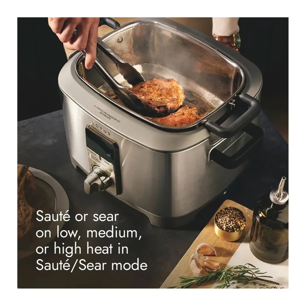 Lotus - Professional Series The Sous™ Multi-Function Cooker with Tri-Ply Dutch Oven - Stainless Steel – product image 4 Lotus - Professional Series The Sous™ Multi-Function Cooker with Tri-Ply Dutch Oven - Stainless Steel – product view 4