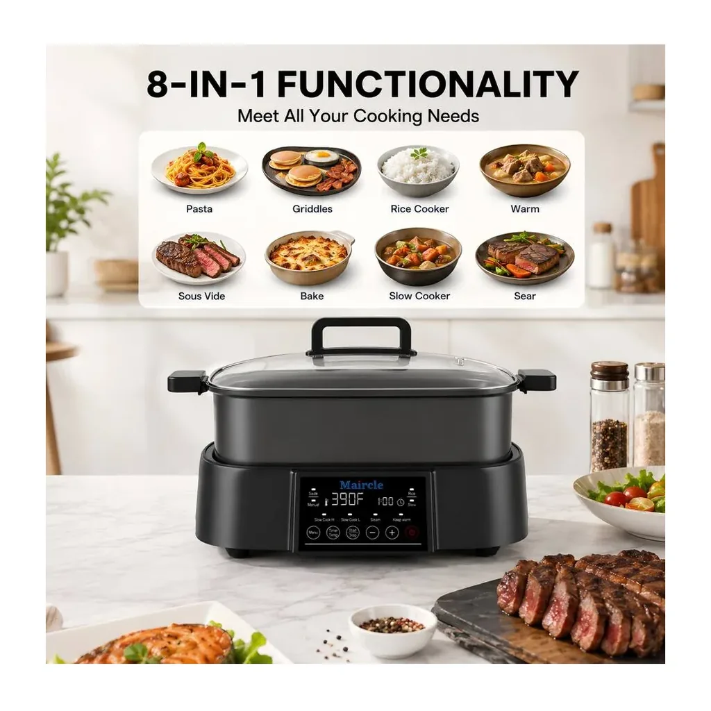 EditionSANI-MC01A-12995005-02 MOOSOO MC01A Digital Programmable Slow Cooker, 6.5Qt Large Multi-cooker with Timer, Temp Control - Black