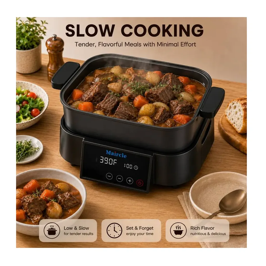 EditionSANI-MC01A-12995005-05 MOOSOO MC01A Digital Programmable Slow Cooker, 6.5Qt Large Multi-cooker with Timer, Temp Control - Black