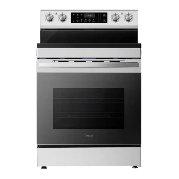 EditionSANI-MER30S5AST-6679287-01 Midea MER30S5AST - 30 in. Wide 6.3 cu. ft. 5-Element Freestanding Electric Range with Sapphire Blue Interior, Self Clean, Air Fry, WiFi - Stainless Steel