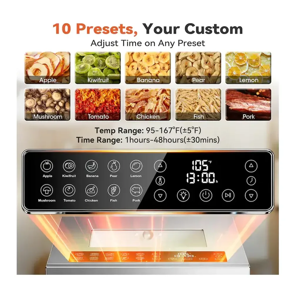EditionSANI-Manastin-Food-Dehydrator-10-Stainless-Steel-Trays-10-Smart-Presets-48H-Timer-Silver-13119557-03 Manastin Food Dehydrator, 10 Stainless Steel Trays, 10 Smart Presets, 48H Timer — Silver
