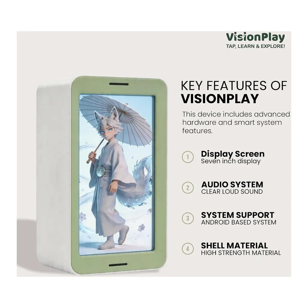 EditionSANI-NEXORX-ML-314930-02 NEXORX VisionPlay VP-7HD-64 7-Inch 3D Learning Device, White/Green