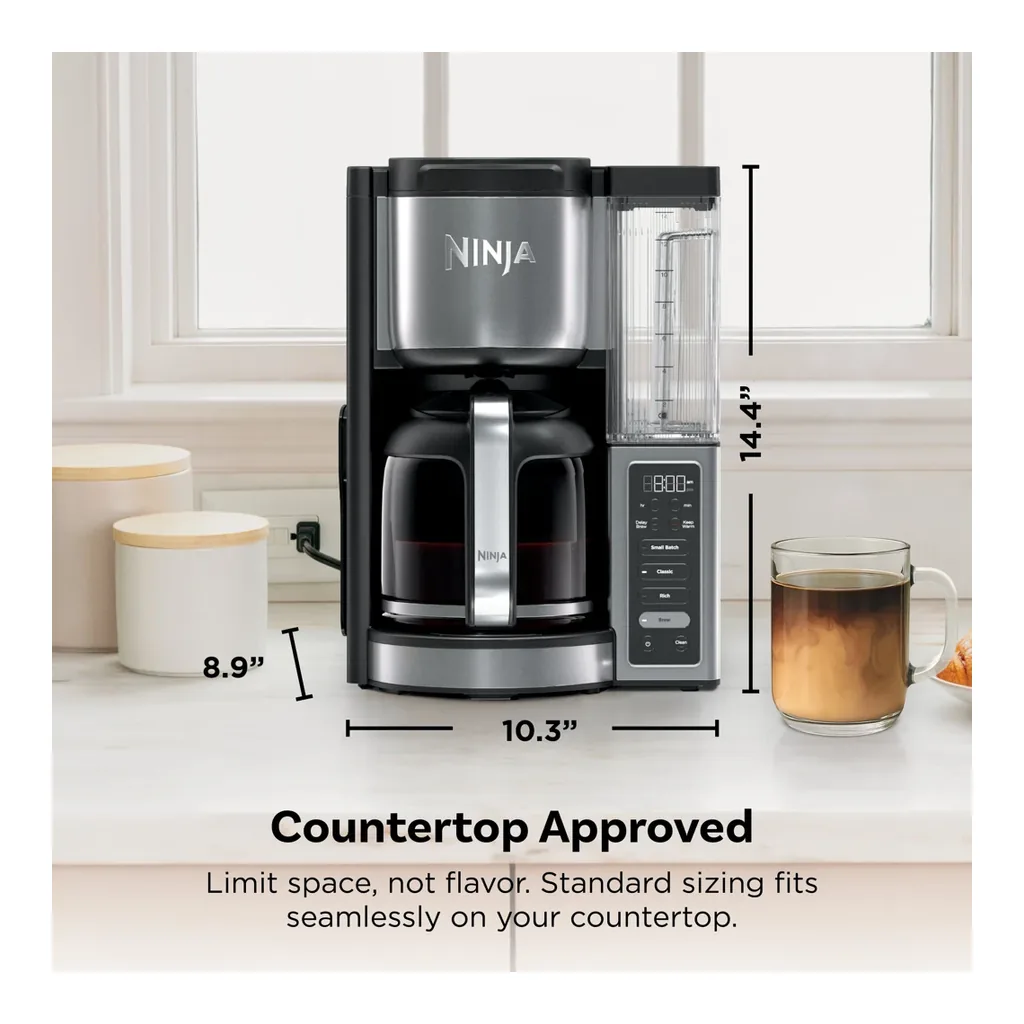 Ninja CE451 - Product dimensions Ninja Fresh Brew CE451 stainless steel 14-cup coffee maker - product dimensions