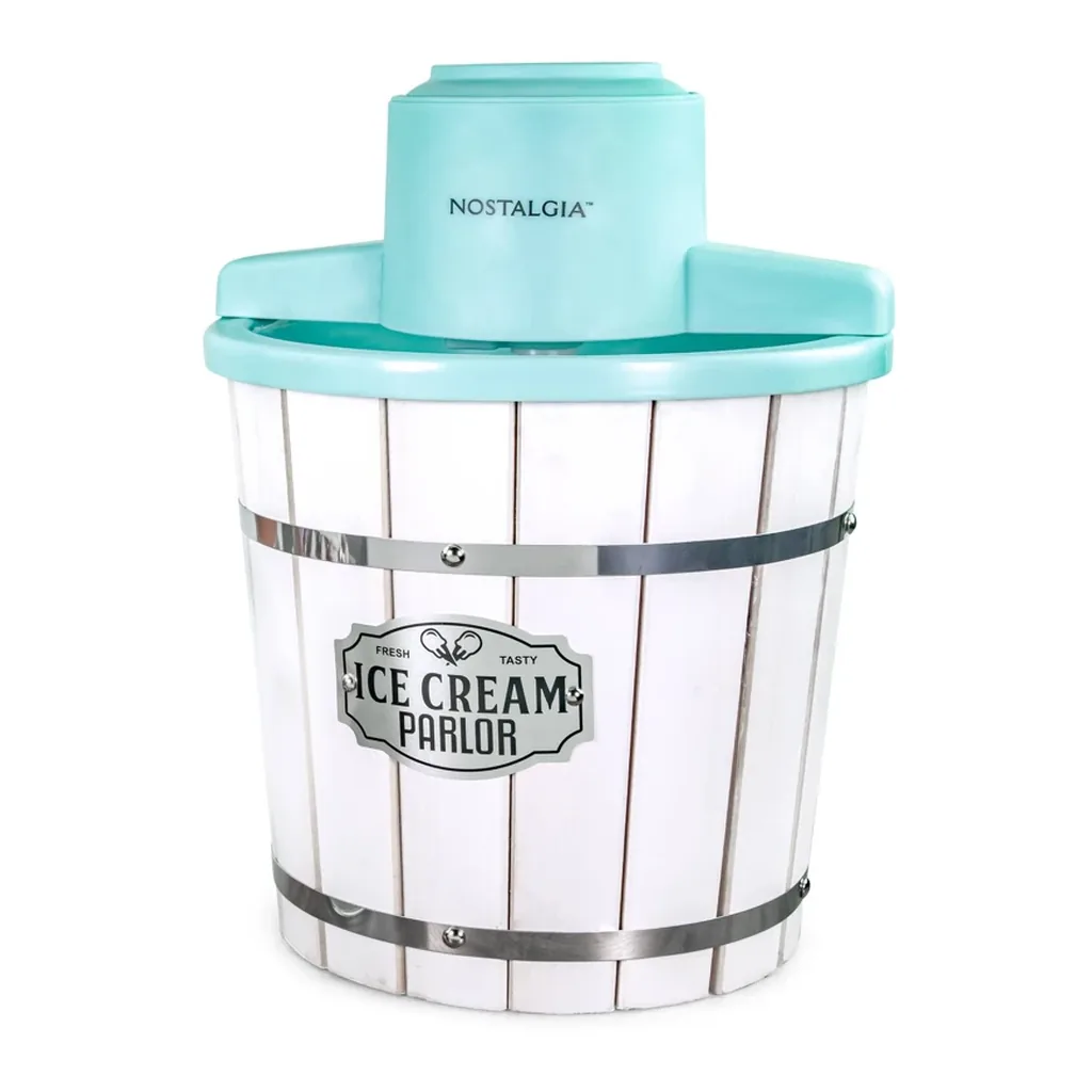 EditionSANI-Nostalgia-NWICMPRL4WHAQ-12609419-01 Nostalgia NWICMPRL4WHAQ 4-Qt. Electric Ice Cream Maker – White & Aqua