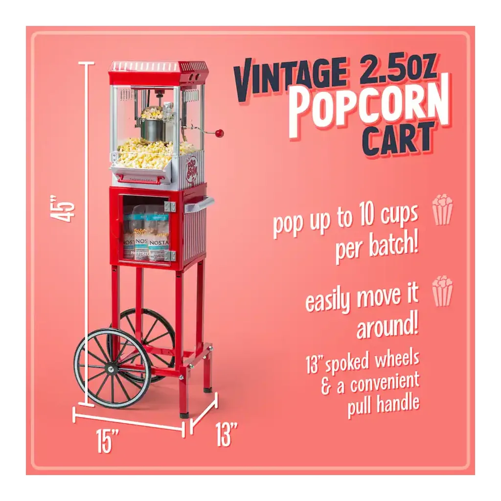 EditionSANI-Nostalgia-Vintage-2-5-oz-Popcorn-Cart-45-Inches-Tall-Red-12592259-02 Nostalgia Vintage 2.5-oz. Popcorn Cart, 45-Inches Tall — Red