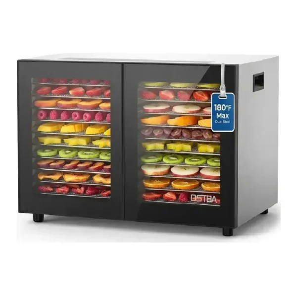 EditionSANI-OSTBA-Food-Dehydrator-with-20-Trays-1300W-Dryer-95-180-F-Temp-Silver-Black-12321634-01 OSTBA Food Dehydrator with 20 Trays, 1300W Dryer, 95–180°F Temp — Silver, Black