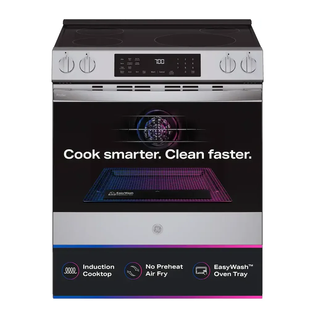 EditionSANI-PHS700AYFS-6623983-02 GE Profile PHS700AYFS - 30 in. Wide 4 Element 5.3 Cu. Ft. Slide-In Electric Induction Convection Range with Air Fry and EasyWash Oven Tray - Stainless Steel