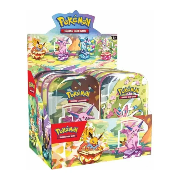 EditionSANI-Pokemon-ML-306227-01 Pokemon TCG Prismatic Evolutions SV8.5DPL-TIN Mini Tin Display, 8 Tins