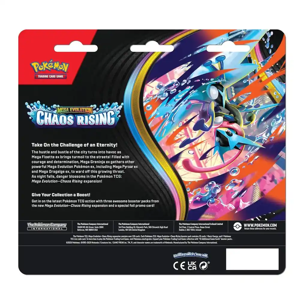EditionSANI-Pokemon-ML-306320-01 Pokemon TCG Mega Evolution Chaos Rising ME04-3PK 3-Pack Blister