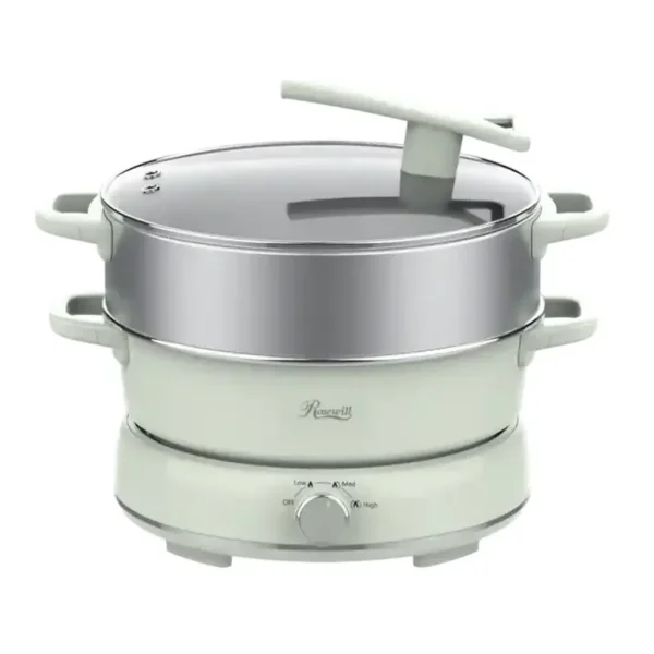 EditionSANI-RHMC-25001LG-12711896-01 Rosewill RHMC-25001LG 12.7 QT Electric Hot Pot, Split Design, 11.8" Pot, SUS Basket, 1600W, Includes Utensils - Light Green