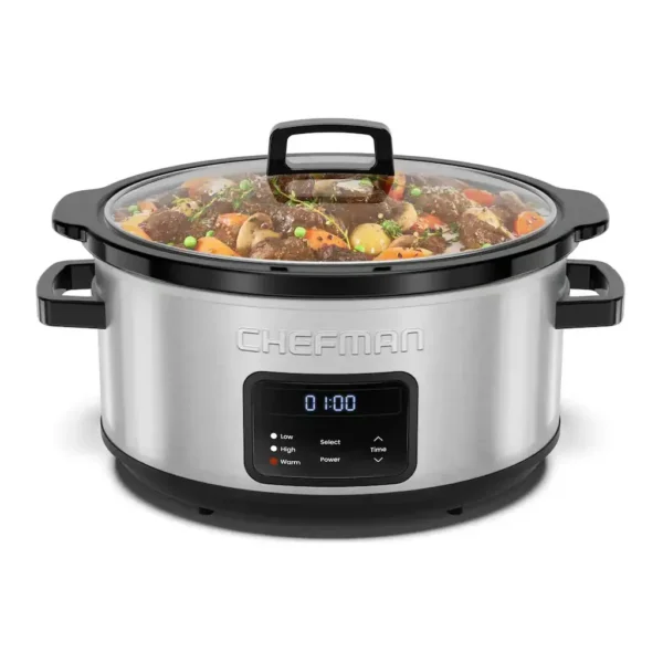 EditionSANI-RJ15-7-SS-D-12747774-01 Chefman RJ15-7-SS-D 7 Quart Digital Slow Cooker with 24-Hour Timer, Auto Warm Function - Stainless Steel
