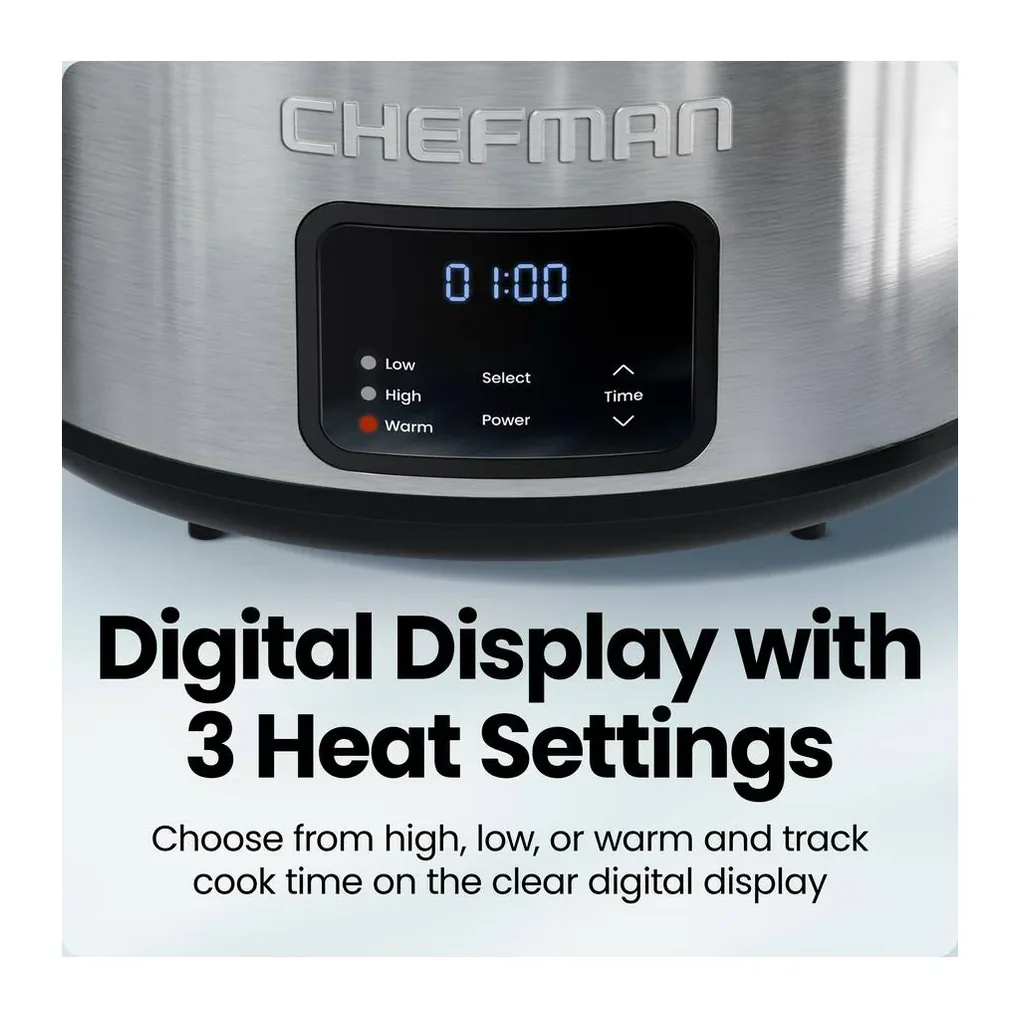 EditionSANI-RJ15-7-SS-D-12747774-04 Chefman RJ15-7-SS-D 7 Quart Digital Slow Cooker with 24-Hour Timer, Auto Warm Function - Stainless Steel