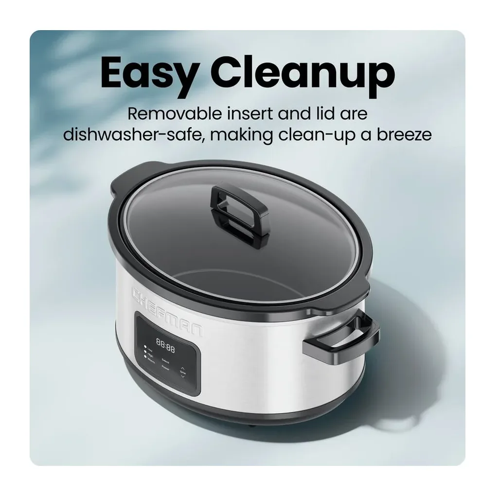 EditionSANI-RJ15-7-SS-D-12747774-05 Chefman RJ15-7-SS-D 7 Quart Digital Slow Cooker with 24-Hour Timer, Auto Warm Function - Stainless Steel