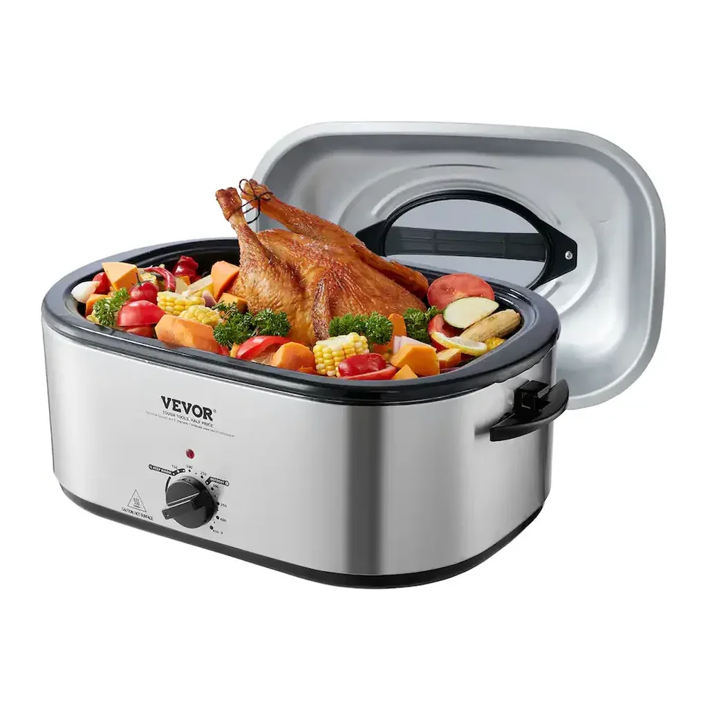 EditionSANI-RO2-10146464-01 VEVOR RO2 Electric Roaster Oven, 24 QT Turkey Roaster Oven with Self-Basting Lid, 1450W Roaster Oven with Defrost & Warm Function - Silver