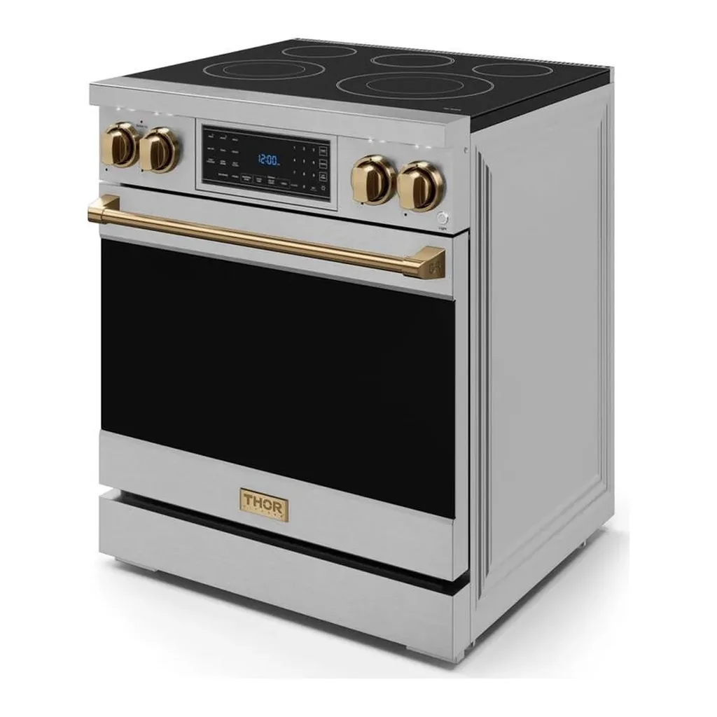 EditionSANI-RSE30-BRZ-6615261-02 Thor Kitchen RSE30-BRZ - 30 in. Wide 5 Elements Gordon Ramsay Series by Thor Kitchen 4.55 Cu. Ft Freestanding Electric Range with Bronze Hardware - Stainless Steel