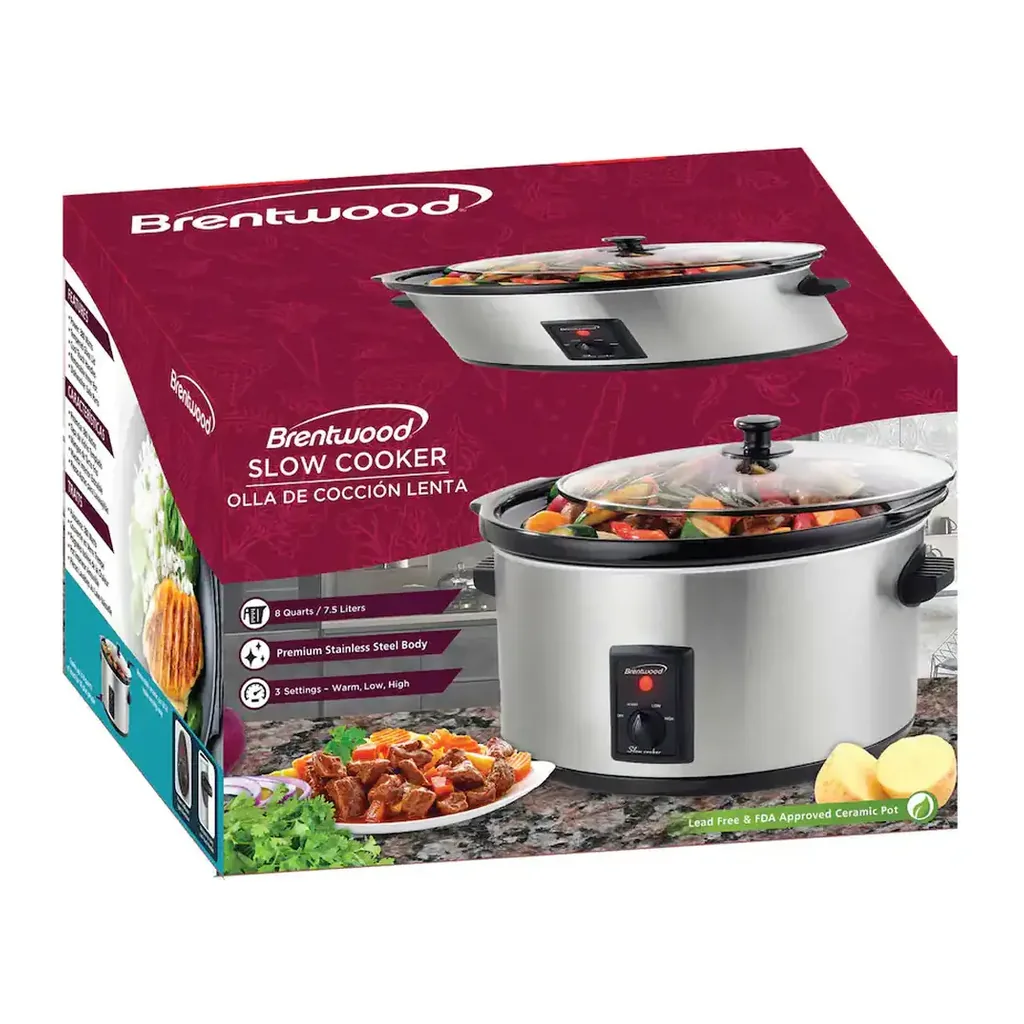 Brentwood - 8-Qt 360-Watt Stainless Steel Slow Cooker - Silver – product image 2 Brentwood - 8-Qt 360-Watt Stainless Steel Slow Cooker - Silver – product view 2
