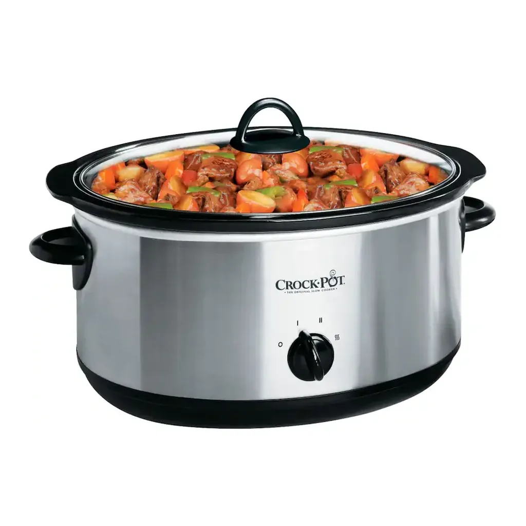 Crock-Pot - 7-Quart Oval Manual Slow Cooker - Stainless Steel – product image 2 Crock-Pot - 7-Quart Oval Manual Slow Cooker - Stainless Steel – product view 2