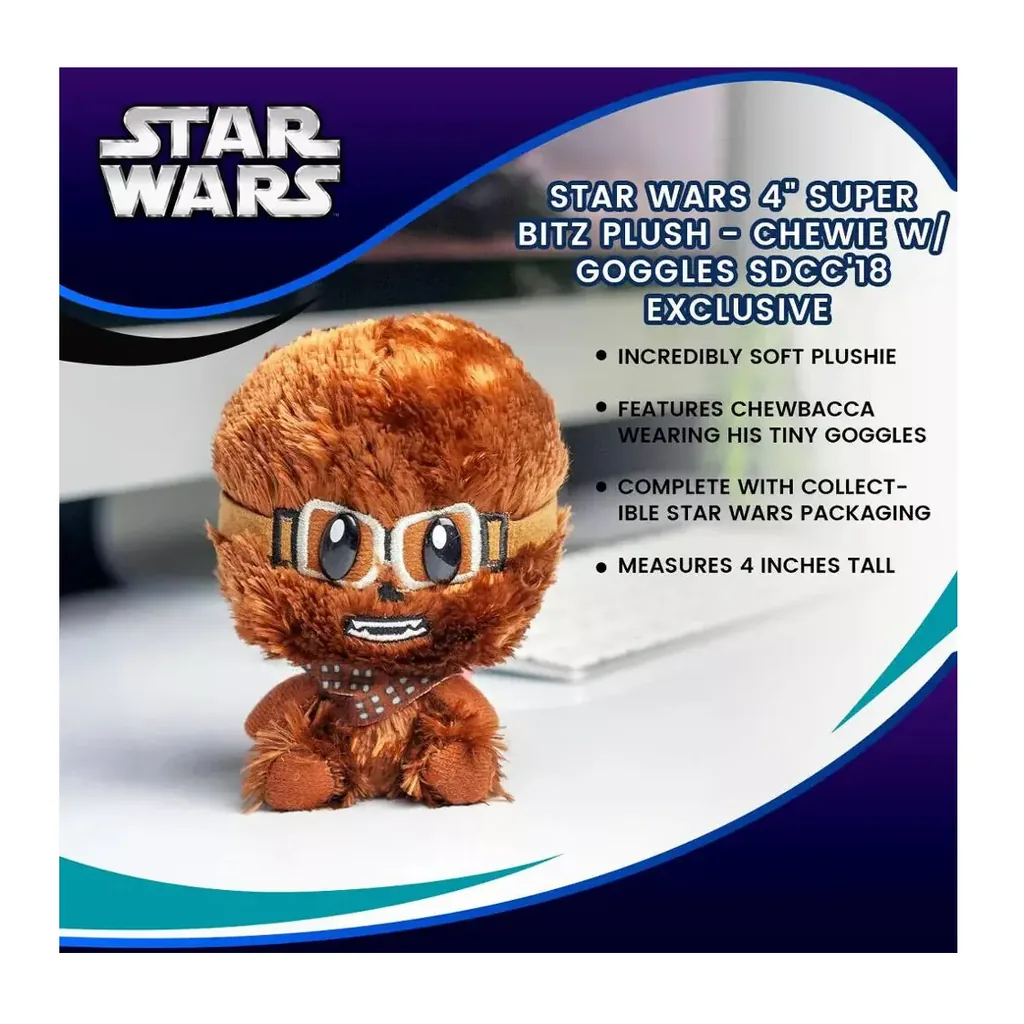 EditionSANI-STAR WARS-ML-314090-06 Star Wars SuperBitz SW10542 Chewbacca with Goggles 4-Inch Plush, Brown