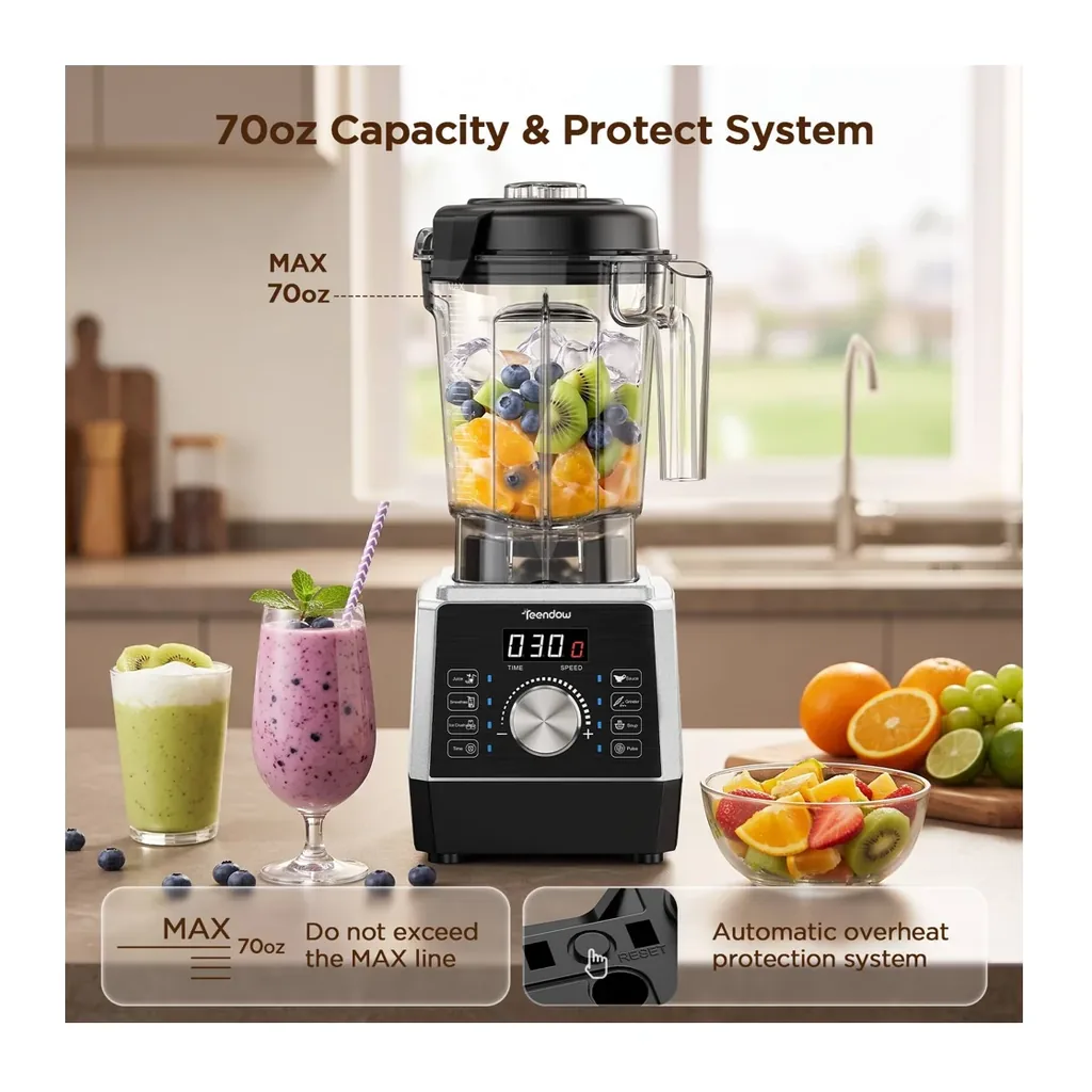 EditionSANI-Teendow-US-SJ806-12141360-06 Teendow US-SJ806 70-oz. High-Speed Blender – Silver