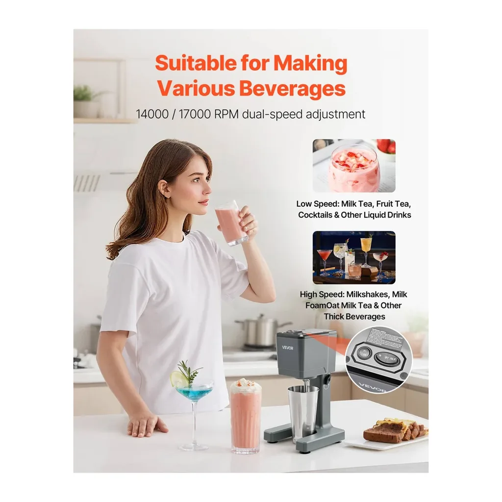 EditionSANI-VEVOR-DM10-U-12872726-02 VEVOR DM10-U 150W Two-Speed Milkshake Mixer – Gray