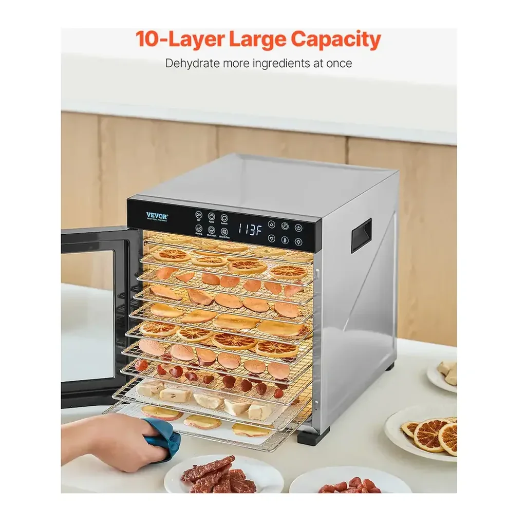 EditionSANI-VEVOR-FD-1018-1000W-Food-Dehydrator-with-10-Stainless-Steel-Trays-Silver-13087537-04 VEVOR FD-1018 1000W Food Dehydrator with 10 Stainless Steel Trays — Silver