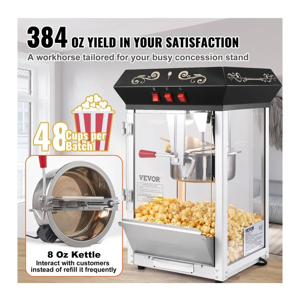 EditionSANI-VEVOR-Popcorn-Maker-850W-Popcorn-Popper-Machine-8-Oz-Kettle-Makes-48-Cups-per-Batch-Countertop-Popcorn-Ma-13022532-03 VEVOR Popcorn Maker, 850W Popcorn Popper Machine, 8 Oz Kettle Makes 48 Cups per Batch, Countertop Popcorn Maker — Black