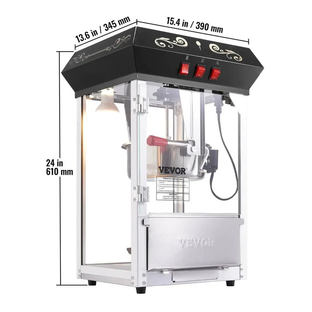 EditionSANI-VEVOR-Popcorn-Maker-850W-Popcorn-Popper-Machine-8-Oz-Kettle-Makes-48-Cups-per-Batch-Countertop-Popcorn-Ma-13022532-08 VEVOR Popcorn Maker, 850W Popcorn Popper Machine, 8 Oz Kettle Makes 48 Cups per Batch, Countertop Popcorn Maker — Black