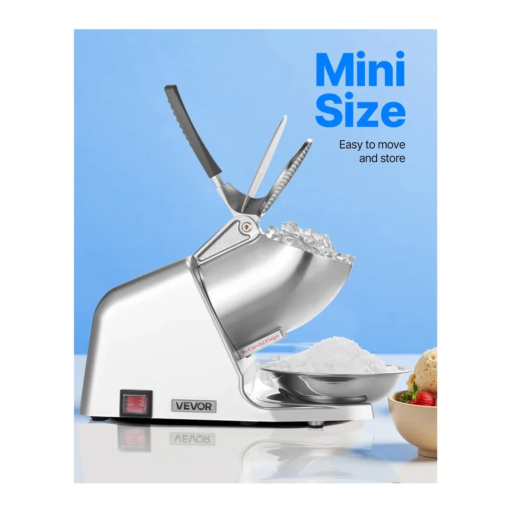 EditionSANI-VEVOR-WF-A109-10139820-03 VEVOR WF-A109 2-Blade Electric Ice Crusher, 143 lbs./hr. – Silver