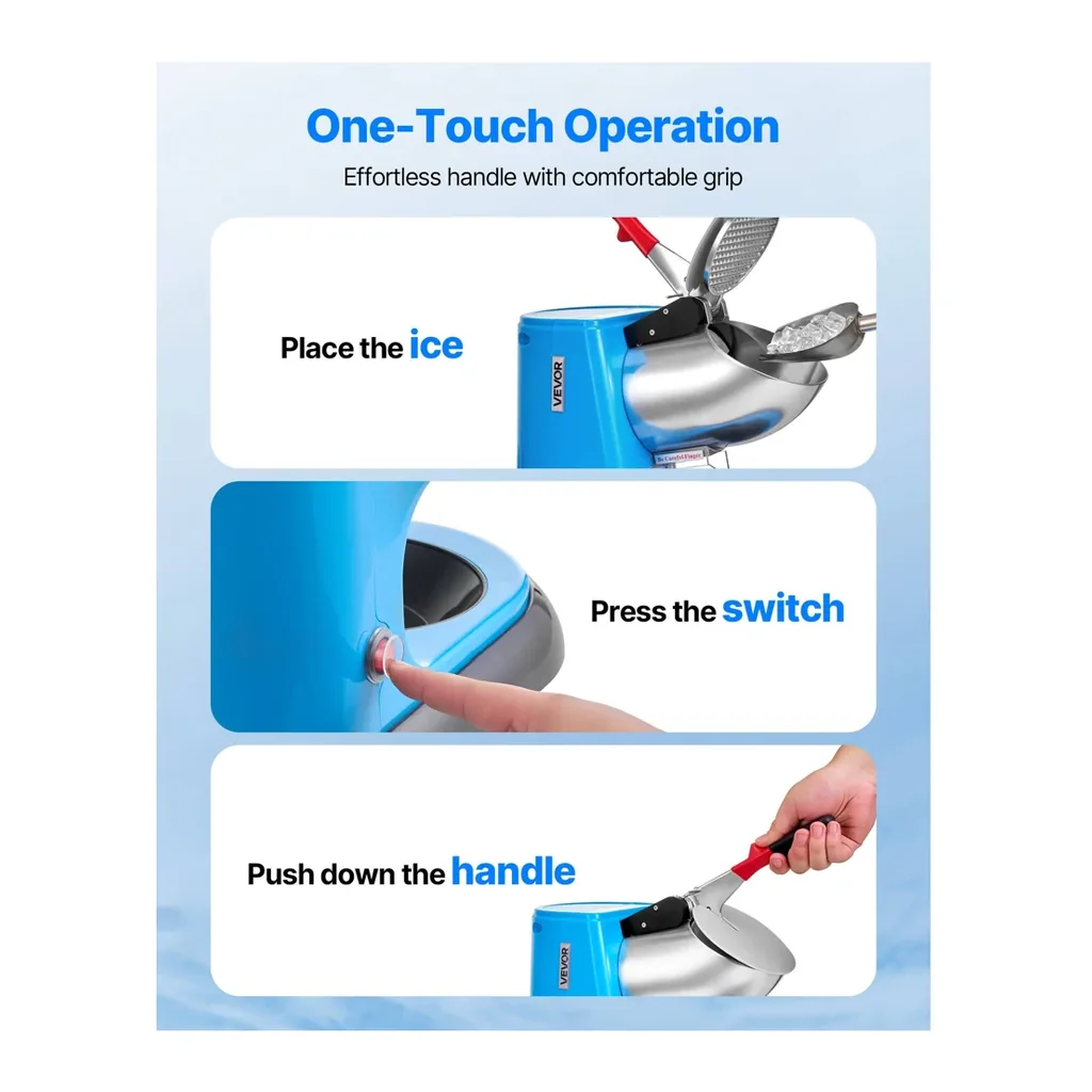 EditionSANI-VEVOR-WF-A168-10139787-04 VEVOR WF-A168 4-Blade Electric Ice Crusher, 220 lbs./hr. – Blue