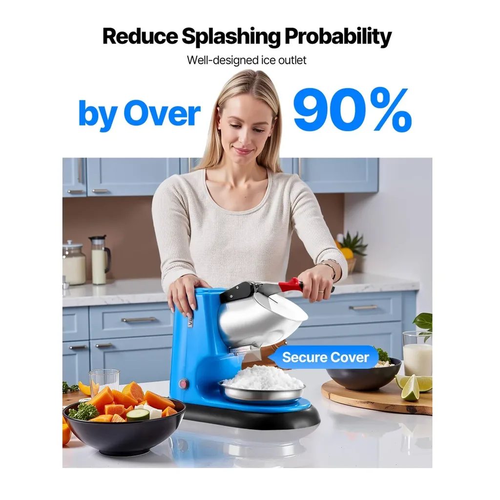 EditionSANI-VEVOR-WF-A168-10139787-05 VEVOR WF-A168 4-Blade Electric Ice Crusher, 220 lbs./hr. – Blue