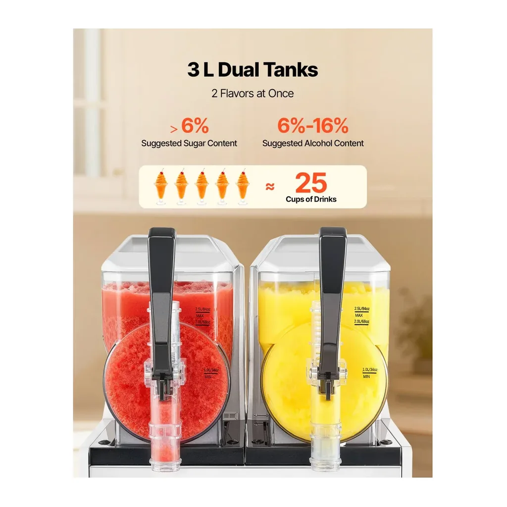 EditionSANI-VEVOR-X-60-12268640-04 VEVOR X-60 Dual-Tank Slushie Machine, Two 3L Tanks – White