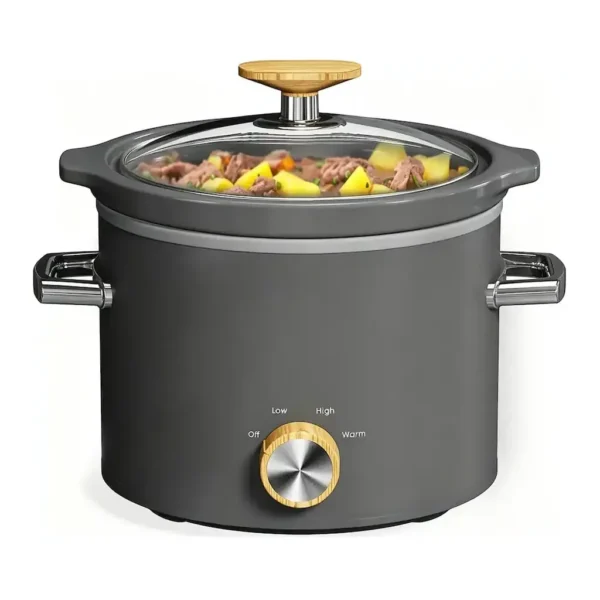 Forest'nSky - Grey 2 Quart Slow Cooker with Removable Ceramic Pot,3 Heating Settings & Dishwasher Safe Glass Lid - Gray – product image 1 Forest'nSky - Grey 2 Quart Slow Cooker with Removable Ceramic Pot,3 Heating Settings & Dishwasher Safe Glass Lid - Gray – product view 1