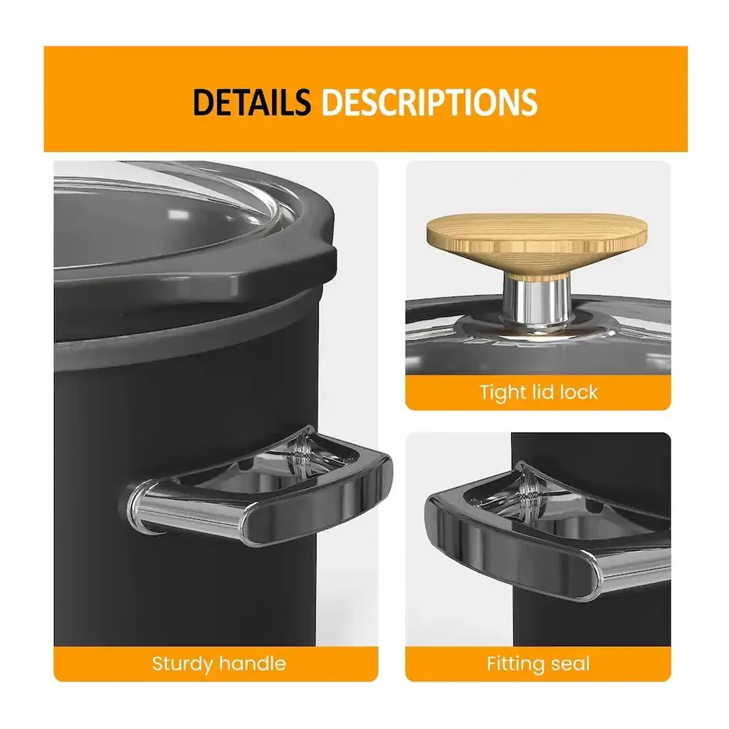 Forest'nSky - Grey 2 Quart Slow Cooker with Removable Ceramic Pot,3 Heating Settings & Dishwasher Safe Glass Lid - Gray – product image 4 Forest'nSky - Grey 2 Quart Slow Cooker with Removable Ceramic Pot,3 Heating Settings & Dishwasher Safe Glass Lid - Gray – product view 4