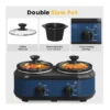 Forest'nSky - 2 x 1.25 Quart Double Slow Cooker with Adjustable Temp, Visible Glass Lids - Blue – product image 2 Forest'nSky - 2 x 1.25 Quart Double Slow Cooker with Adjustable Temp, Visible Glass Lids - Blue – product view 2