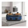 Forest'nSky - 2 x 1.25 Quart Double Slow Cooker with Adjustable Temp, Visible Glass Lids - Blue – product image 4 Forest'nSky - 2 x 1.25 Quart Double Slow Cooker with Adjustable Temp, Visible Glass Lids - Blue – product view 4