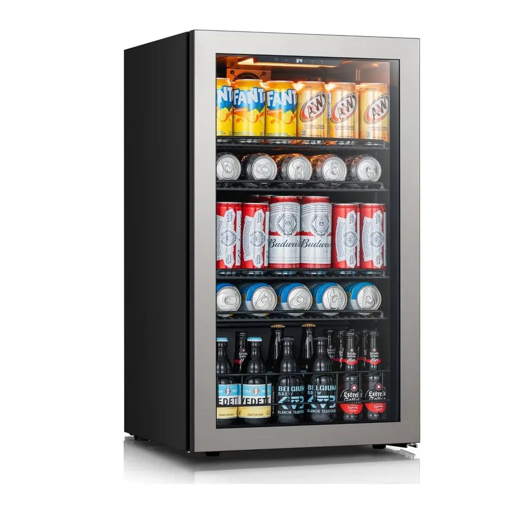 EditionSANI-ca-lefort-bb-clf-bsjc95-26us-10754564-02 Ca'Lefort BB-CLF-BSJC95-26US — 130-Can Freestanding Beverage Refrigerator with Three-Color LED Lighting — Silver