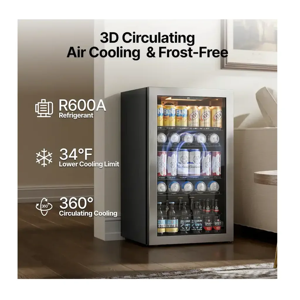 EditionSANI-ca-lefort-bb-clf-bsjc95-26us-10754564-06 Ca'Lefort BB-CLF-BSJC95-26US — 130-Can Freestanding Beverage Refrigerator with Three-Color LED Lighting — Silver
