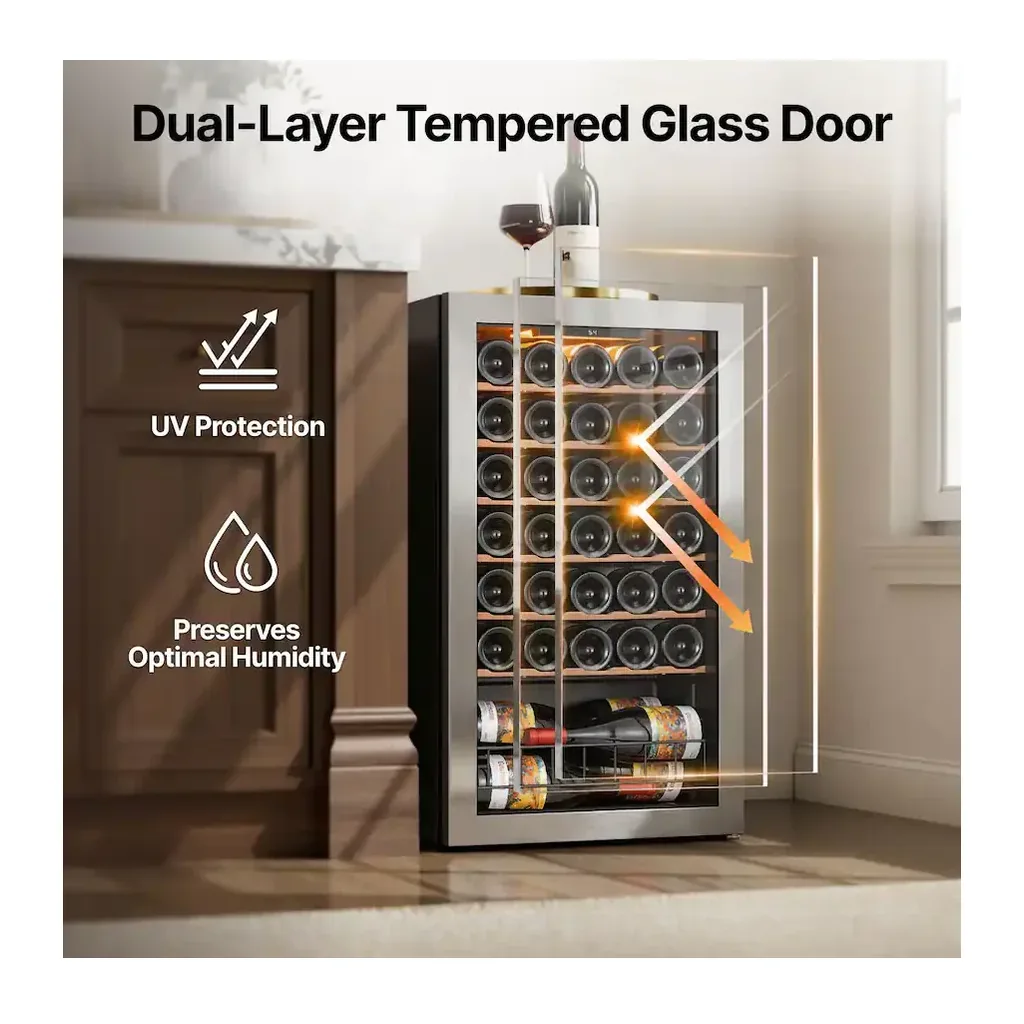 EditionSANI-ca-lefort-clf-wsjc95-25us-10754600-05 Ca'Lefort CLF-WSJC95-25US — 32-Bottle Freestanding Wine Refrigerator with Three-Color LED Lighting — Black
