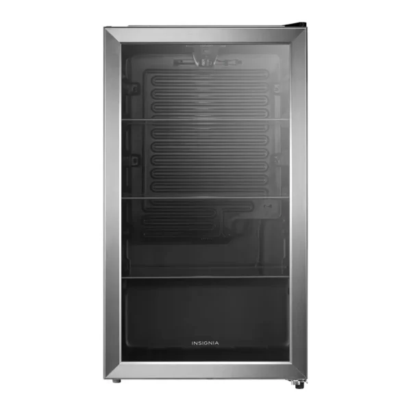 EditionSANI-insignia-ns-bc115ss26l-6634585-01 Insignia NS-BC115SS26L — 115-Can Beverage Cooler with Adjustable Glass Shelves — Stainless Steel Look