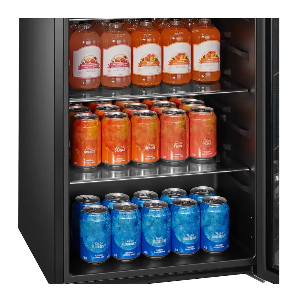 EditionSANI-insignia-ns-bc115ss26l-6634585-06 Insignia NS-BC115SS26L — 115-Can Beverage Cooler with Adjustable Glass Shelves — Stainless Steel Look
