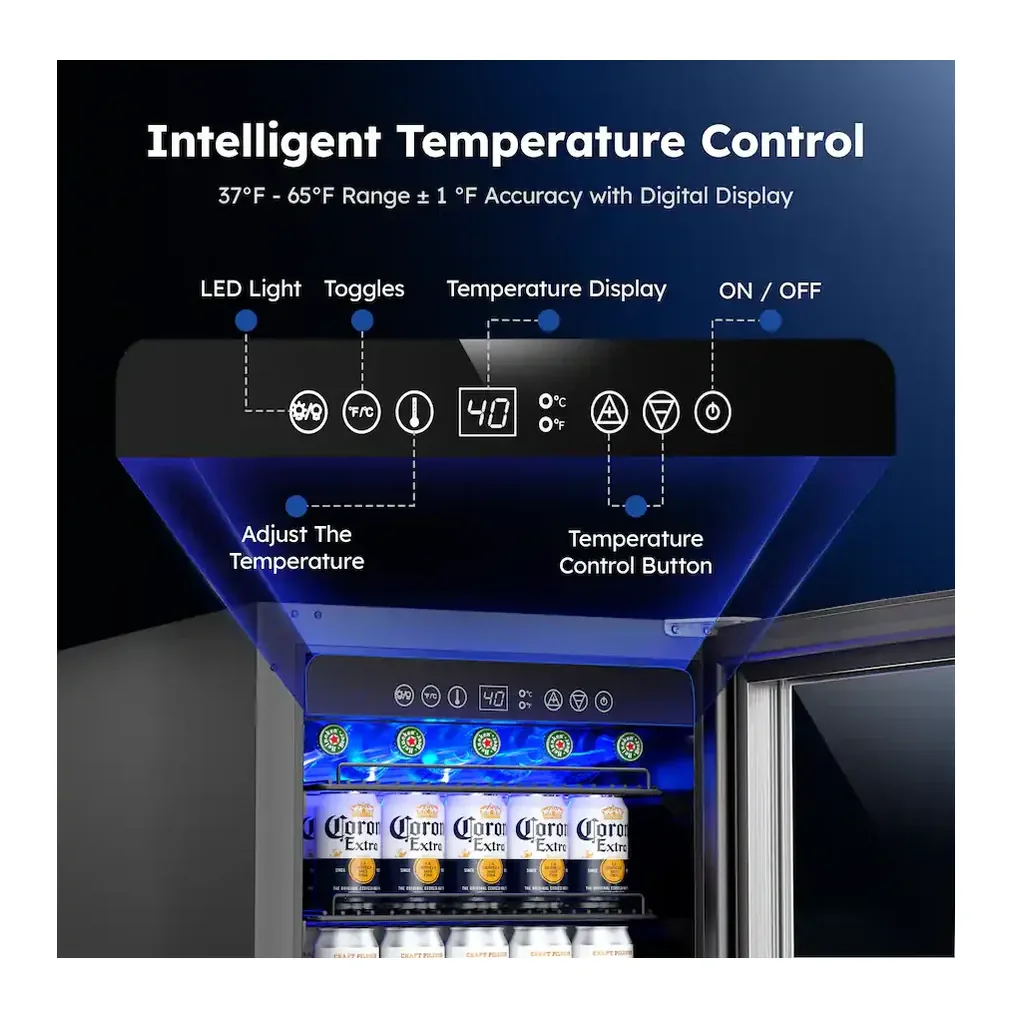EditionSANI-simzlife-bru-03-11097900-03 SIMZLIFE BRU-03 — 130-Can 15-Inch Built-In Beverage Refrigerator — Silver