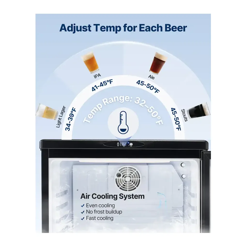 EditionSANI-vevor-bf163-2-12499877-04 VEVOR BF163-2 — Dual-Tap Full-Size Kegerator with CO2 Cylinder and Drip Tray — Black/Gray