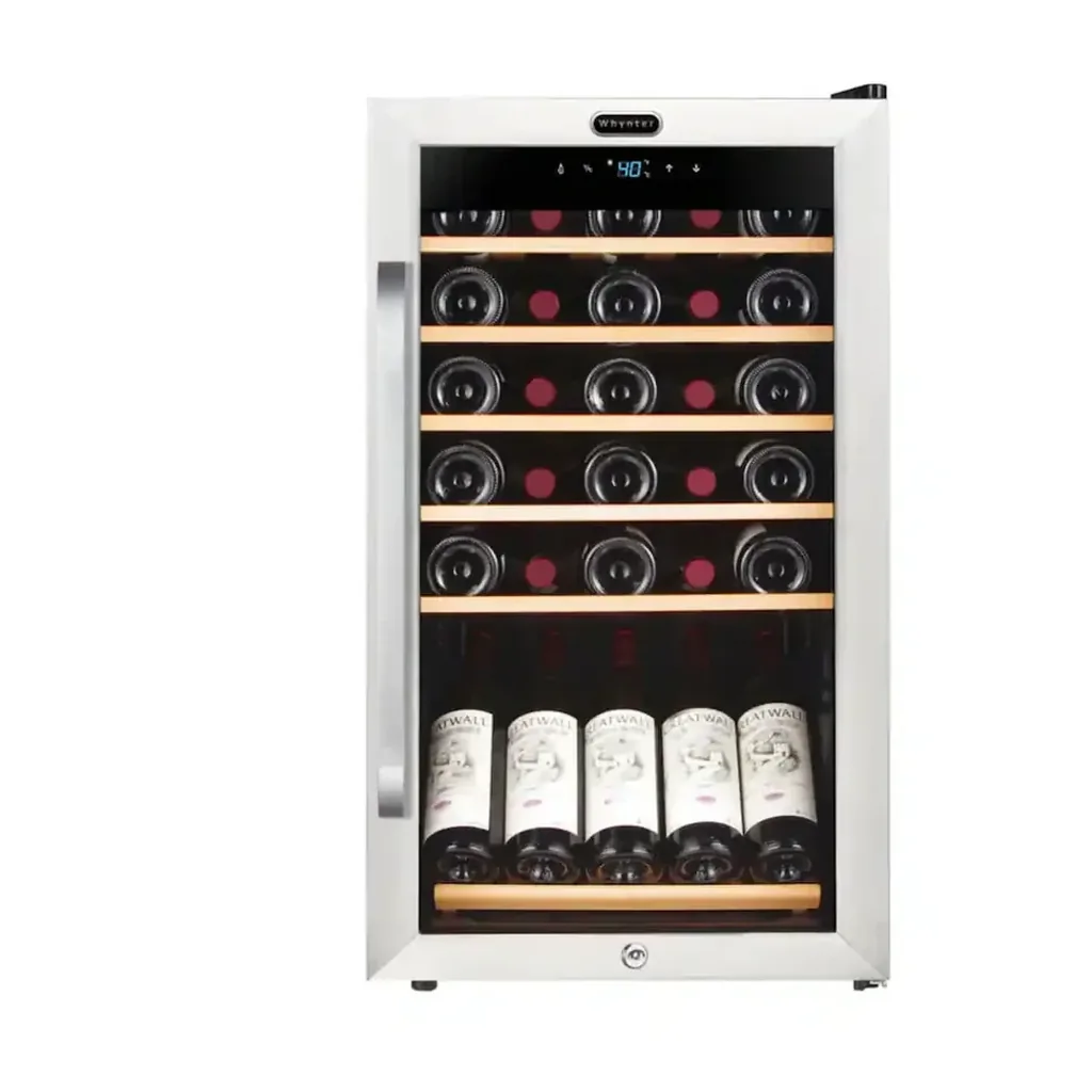 EditionSANI-whynter-fwc-341ts-12240645-01 Whynter FWC-341TS — 34-Bottle Freestanding Wine Refrigerator with Display Shelf — Stainless Steel