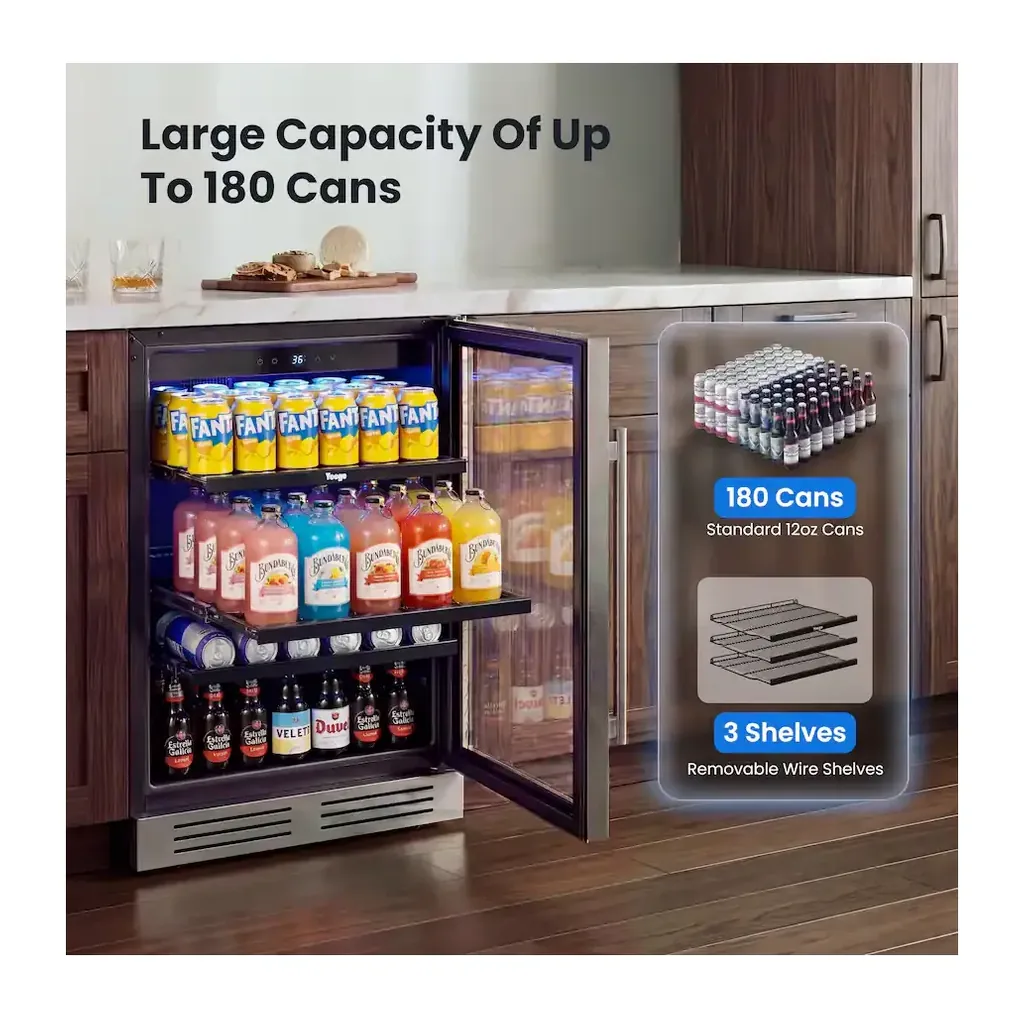 EditionSANI-yeego-bb-yg-bs24-23us-1-11914818-04 Yeego BB-YG-BS24-23US-1 — 180-Can 24-Inch Built-In Beverage Refrigerator — Stainless Steel